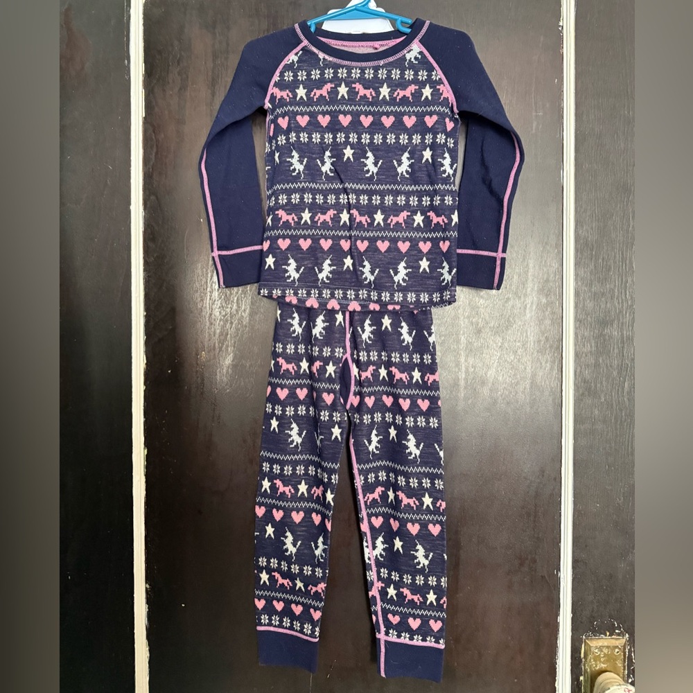 Mountain Warehouse 3-4T merino wool base layer thermal long underwear pink navy